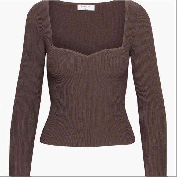 Aritzia Babaton Sculpt Knit Sweetheart Longsleeve - Brown, XS - Picture 1 of 3